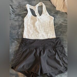 Lululemon Speed Up Black 4’ Size 2 and tank bundle
